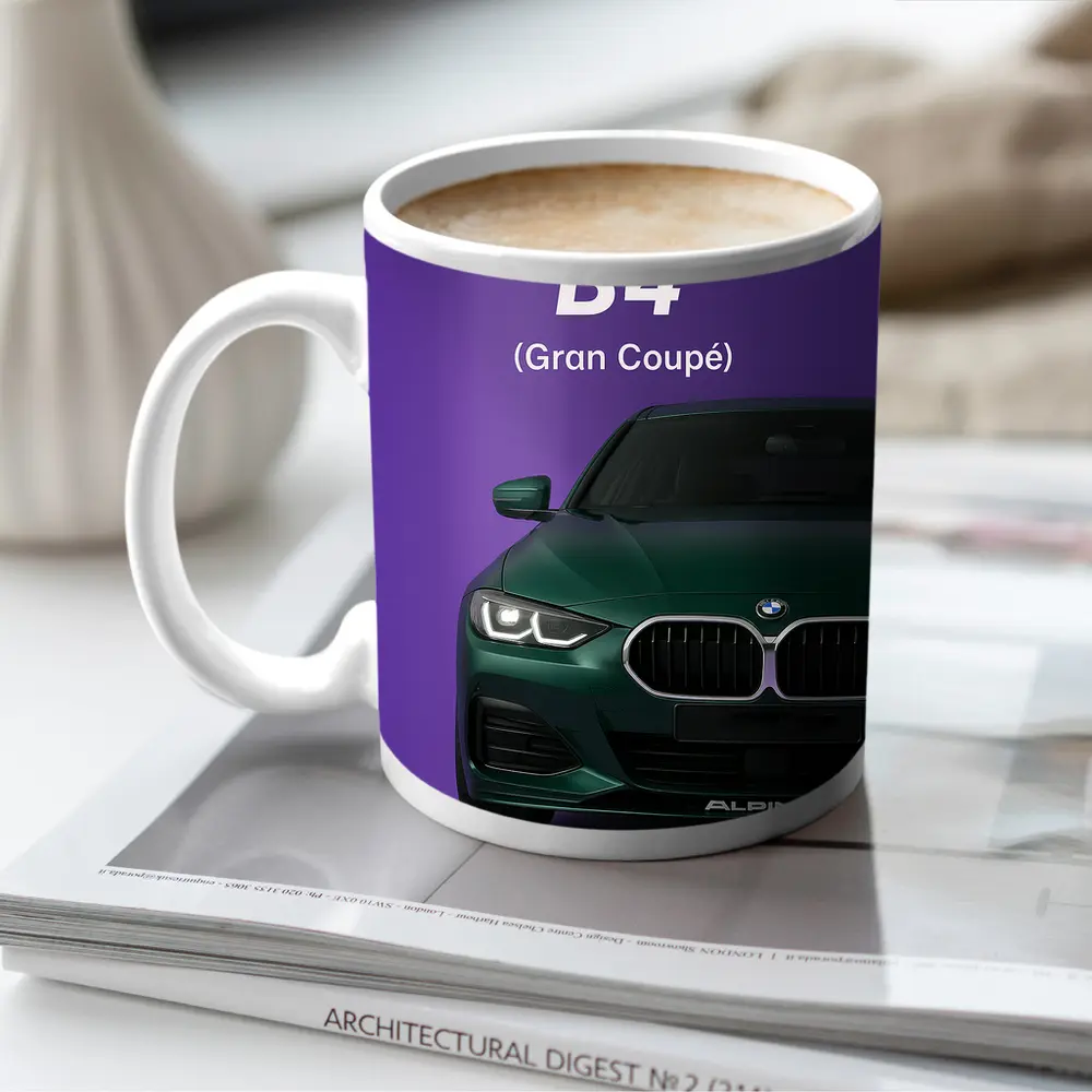 Alpina B4 Gran Coupe Purple Background Art – Mugs
