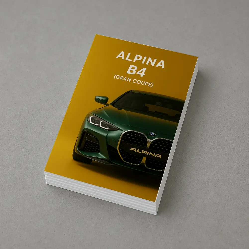 Alpina B4 Gran Coupe Green Yellow Background – Postcards