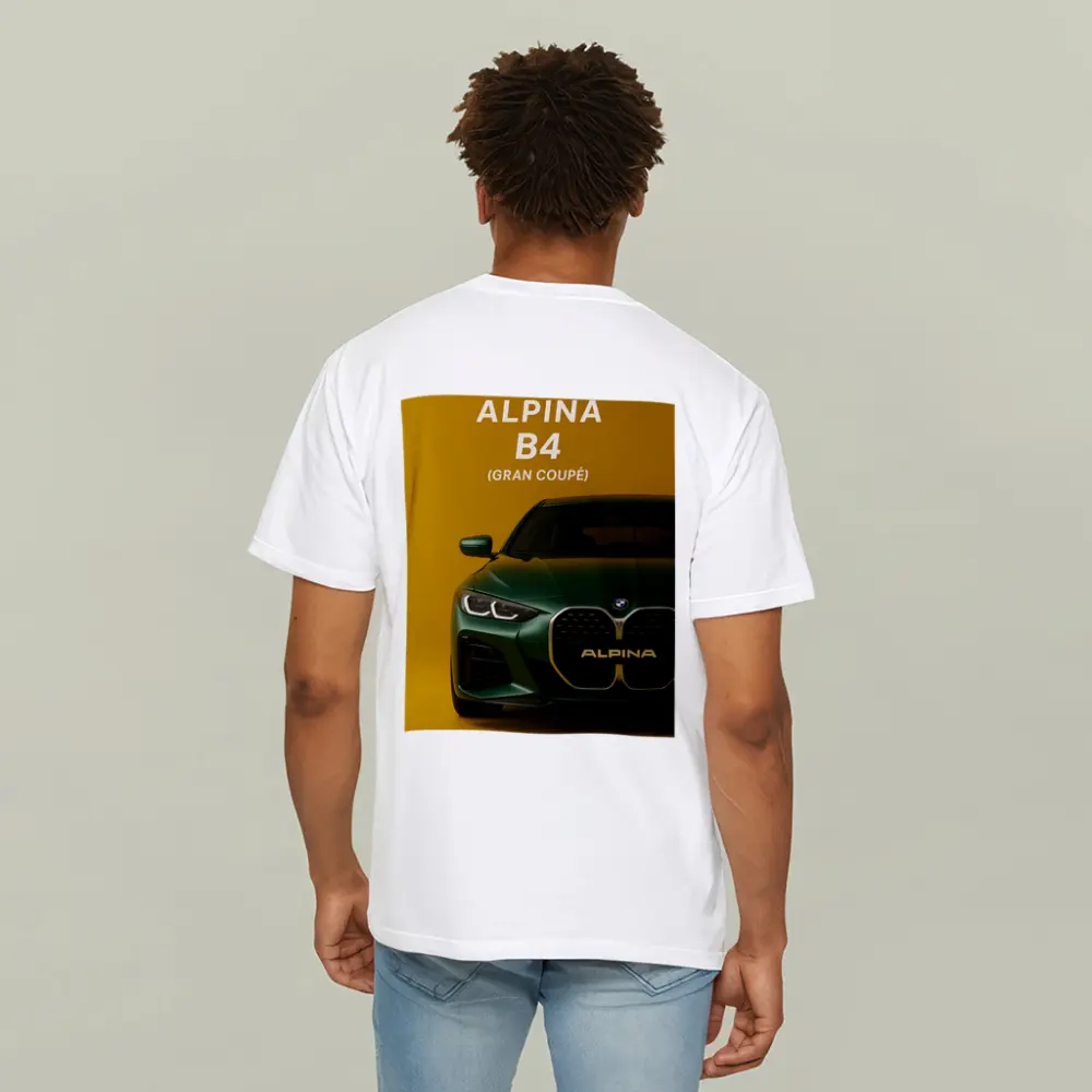 Alpina B4 Gran Coupe Green Yellow Background – T-Shirts