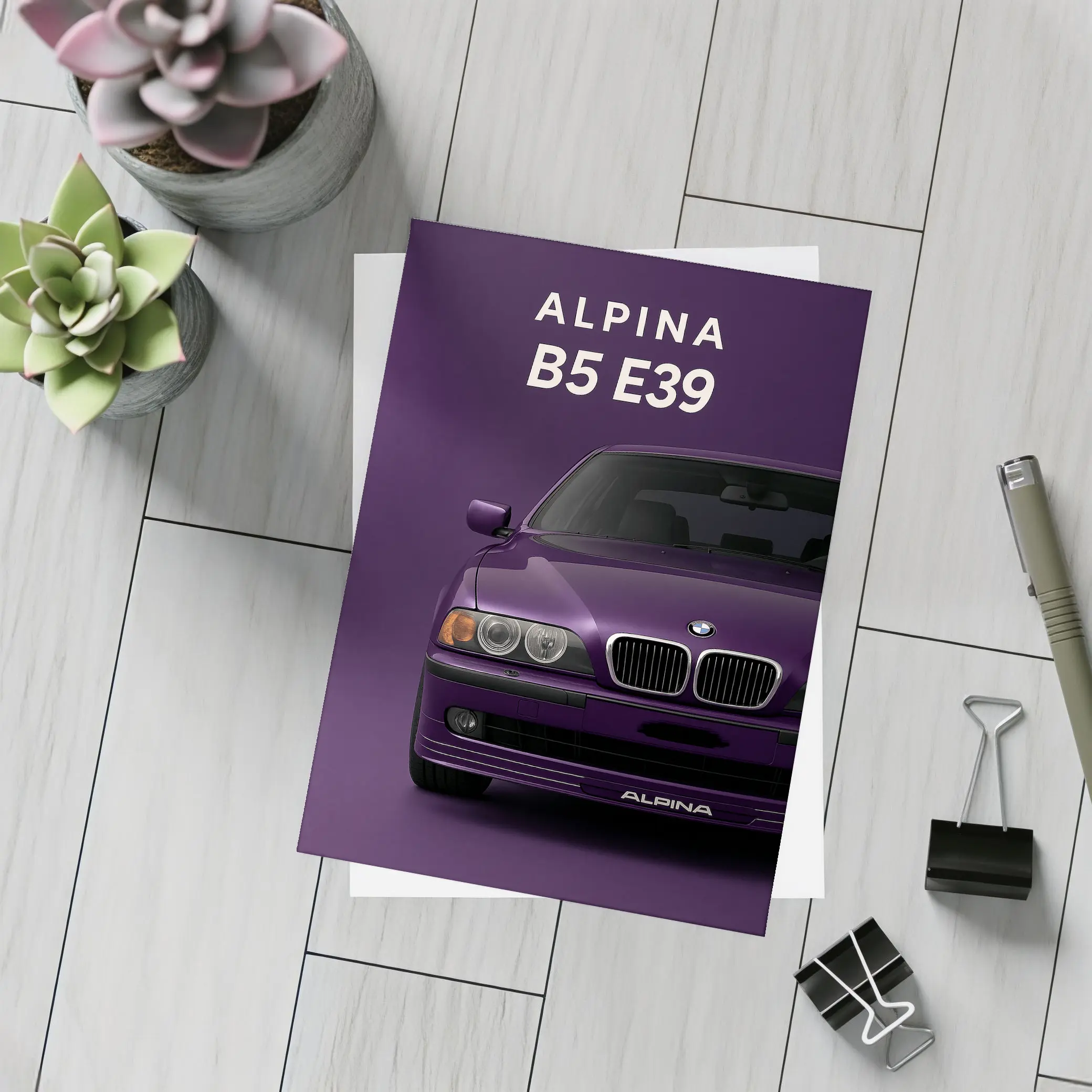 Alpina B5 E39 Purple Minimal Art – Postcards