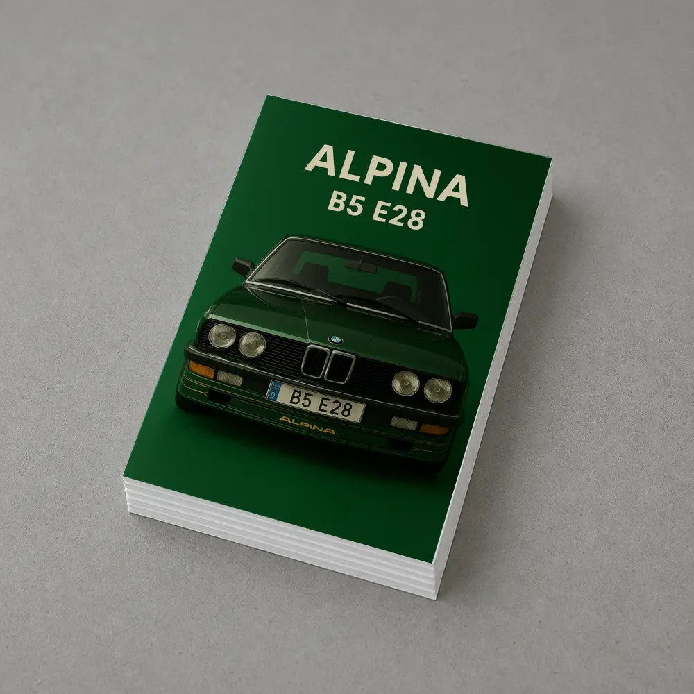 Alpina B5 E28 BMW Green Background Art – Postcards