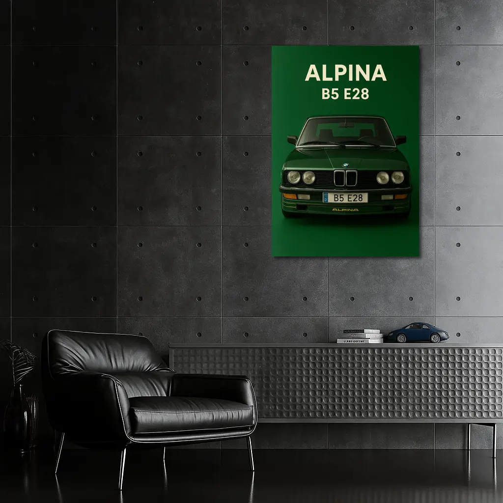 Alpina B5 E28 BMW Green Background Art – Wall Art