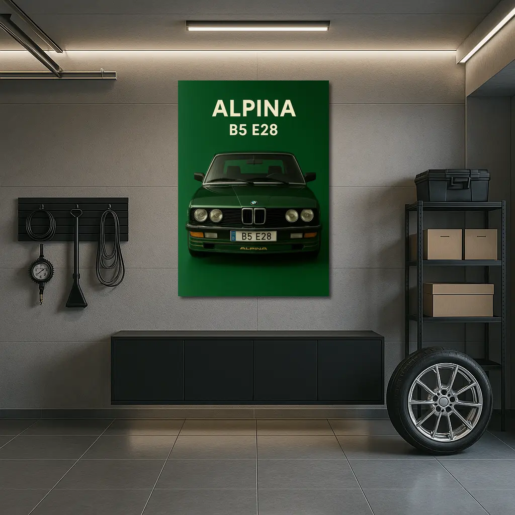 Alpina B5 E28 BMW Green Background Art – Wall Art