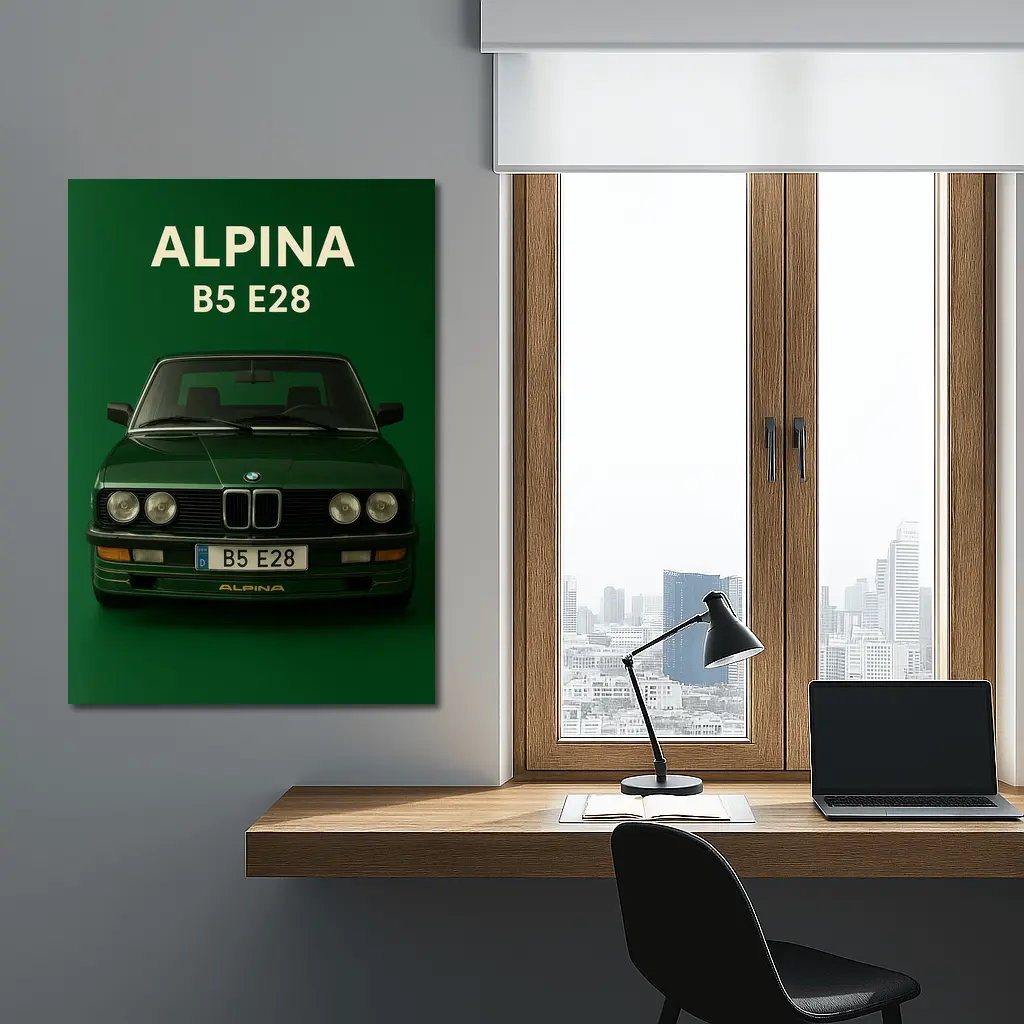 Alpina B5 E28 BMW Green Background Art – Wall Art