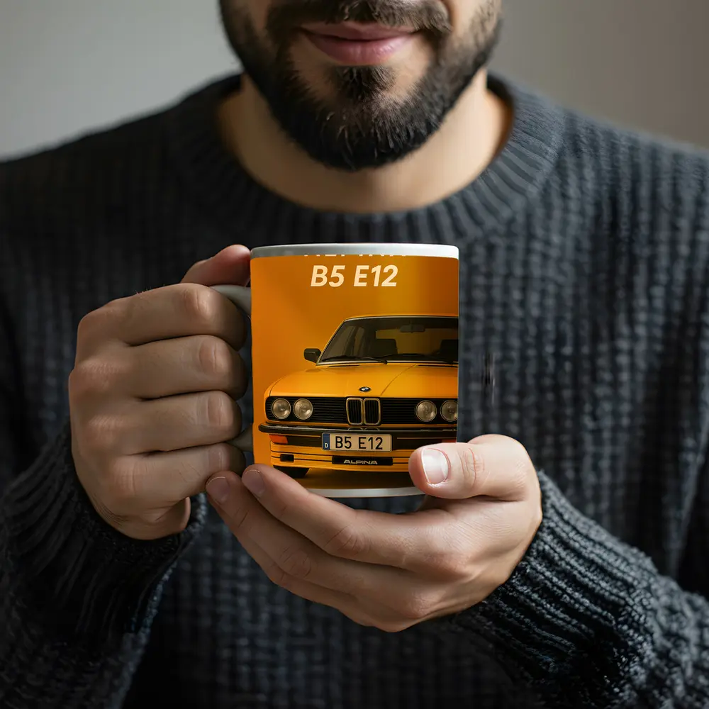 Alpina B5 E12 Classic BMW Orange Background – Mugs