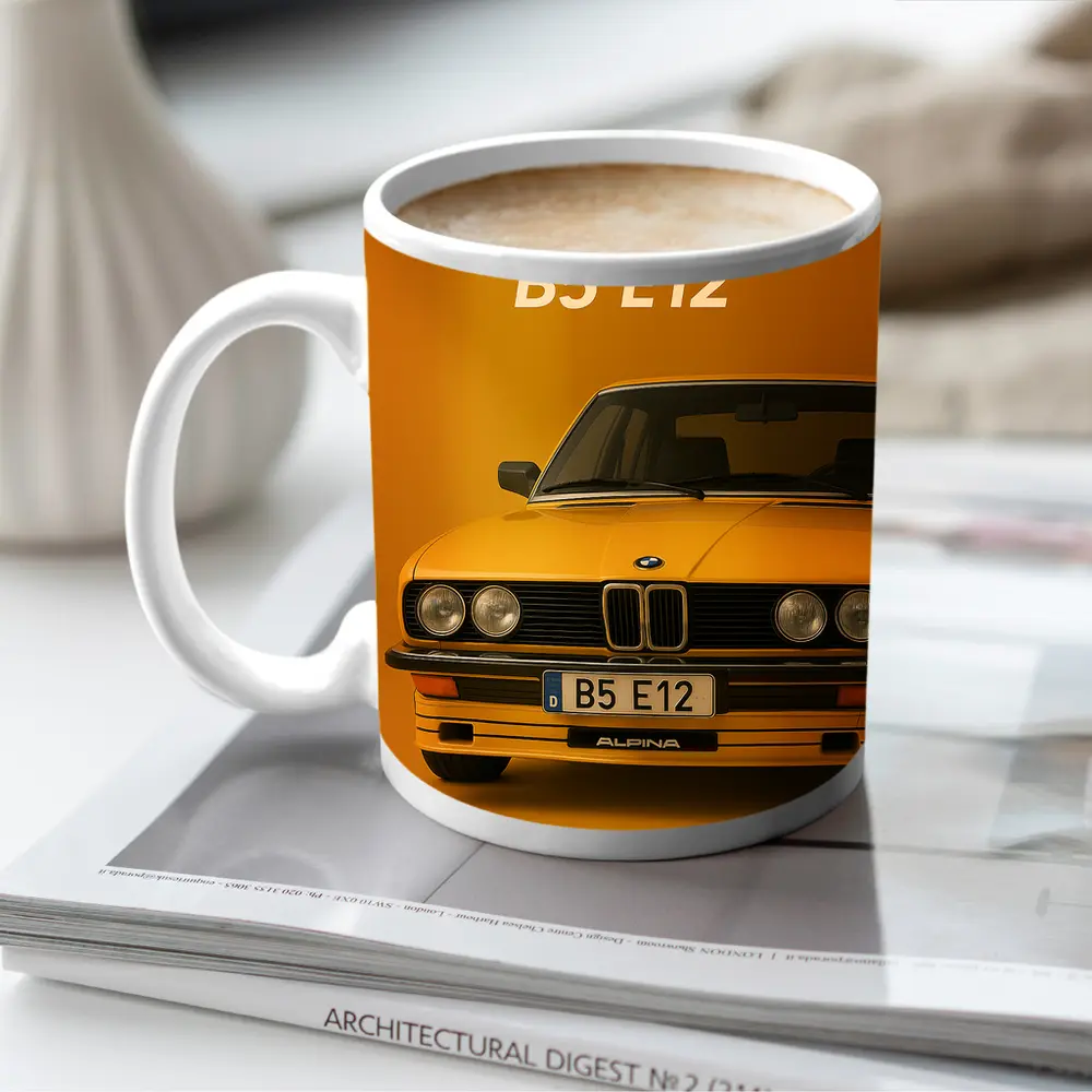 Alpina B5 E12 Classic BMW Orange Background – Mugs