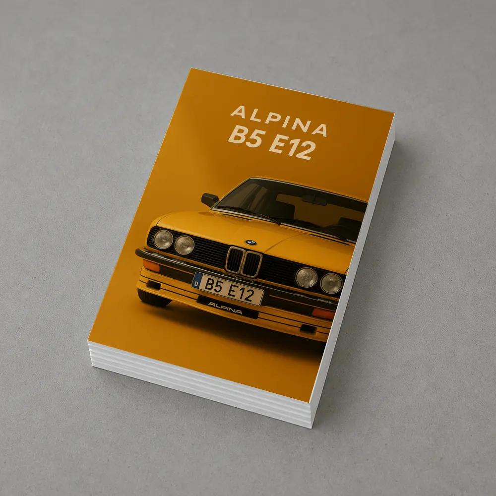 Alpina B5 E12 Classic BMW Orange Background – Postcards
