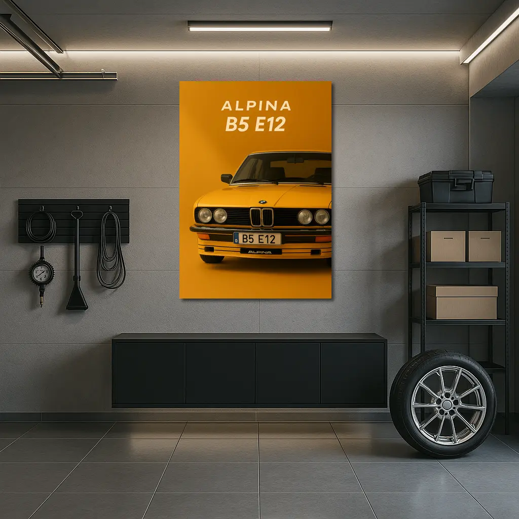 Alpina B5 E12 Classic BMW Orange Background – Wall Art
