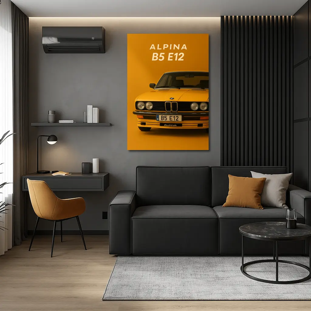 Alpina B5 E12 Classic BMW Orange Background – Wall Art