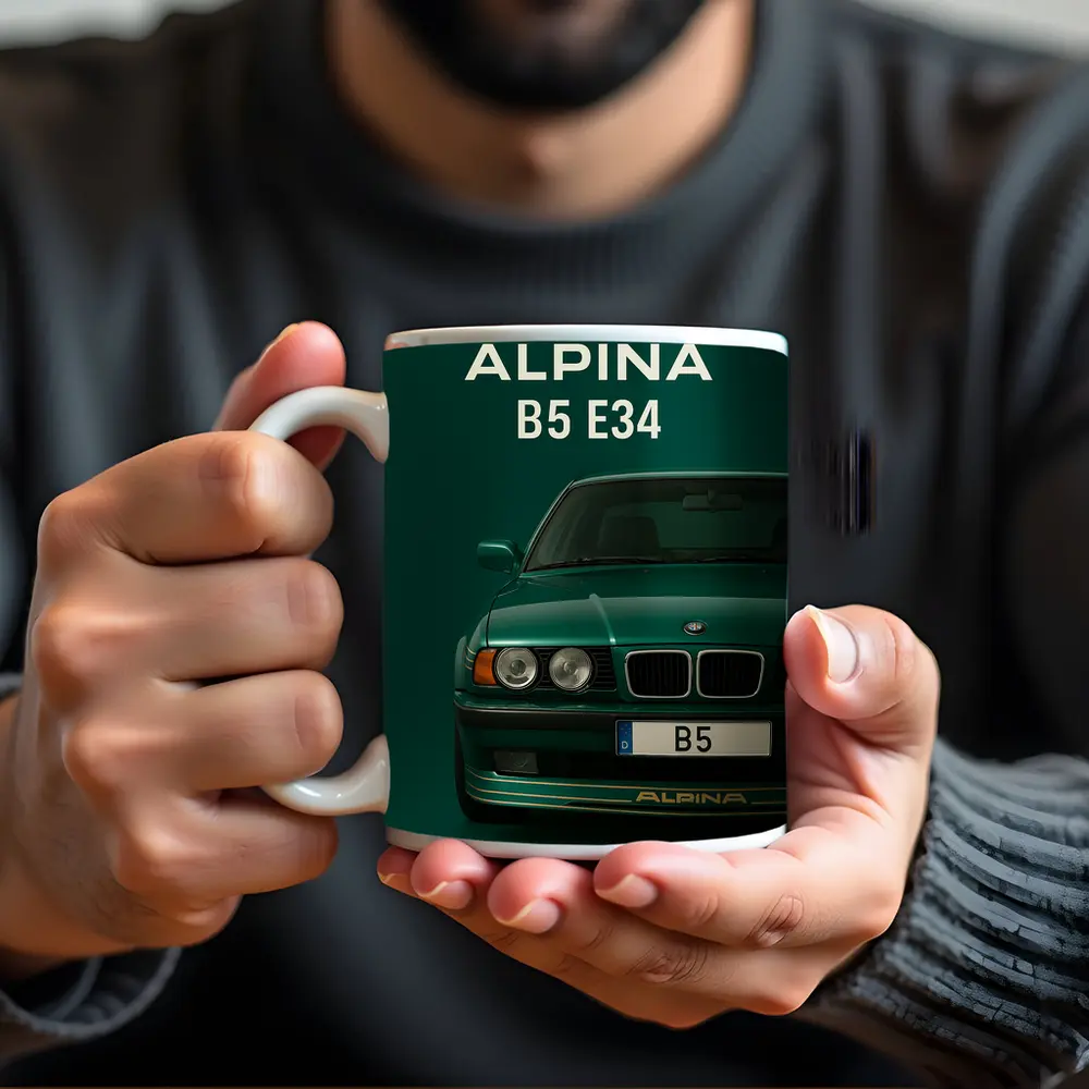 Alpina B5 E34 Green Front View Art – Mugs