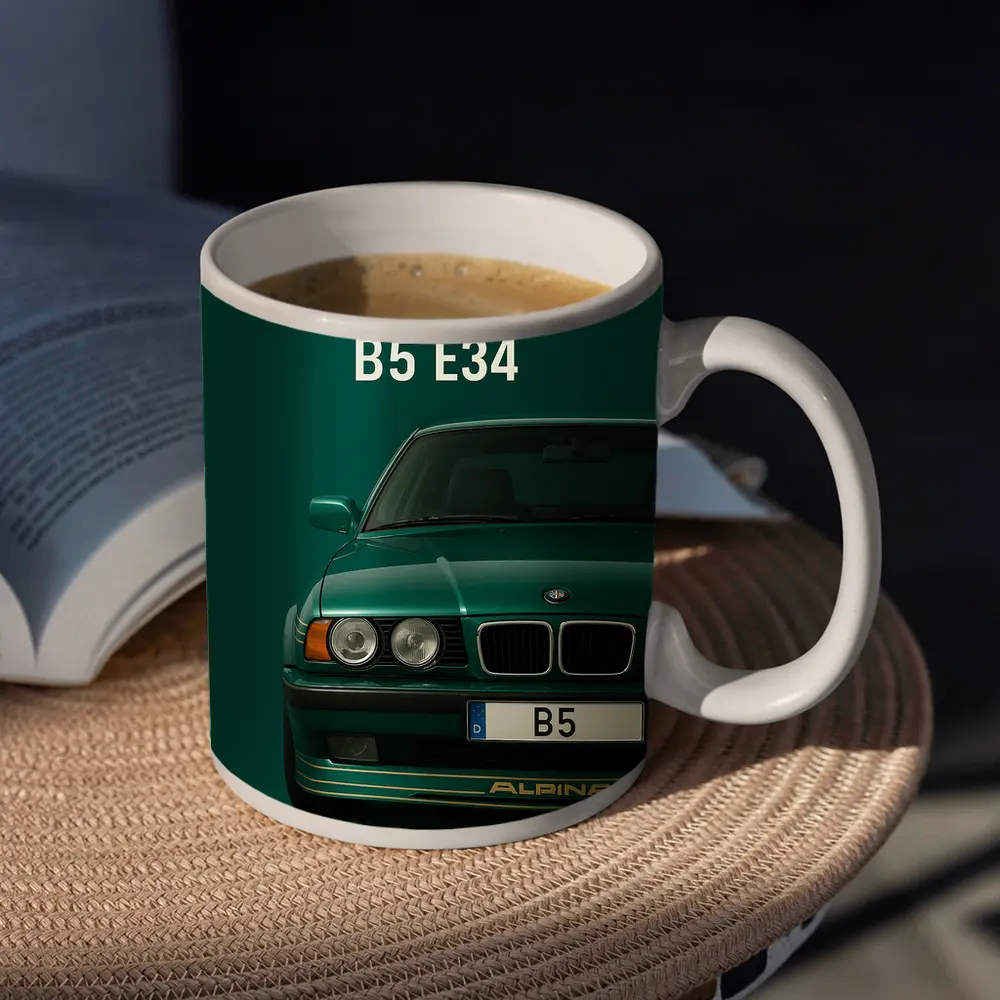 Alpina B5 E34 Green Front View Art – Mugs