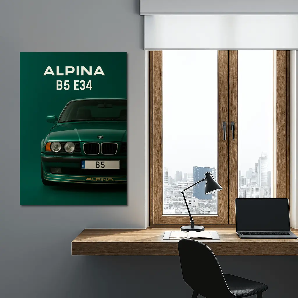Alpina B5 E34 Green Front View Art – Wall Art