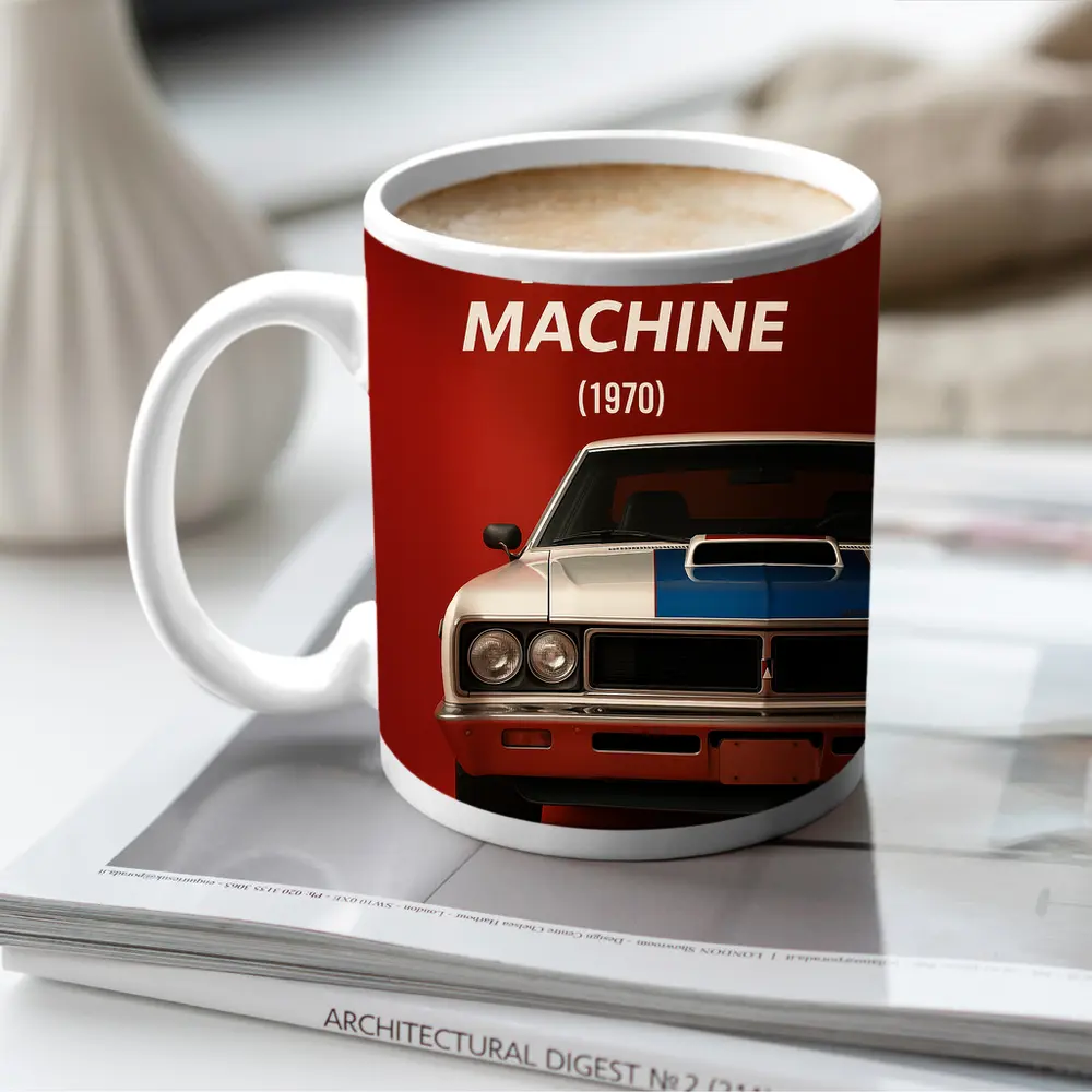 AMC Rebel Machine 1970 Red Background – Mugs
