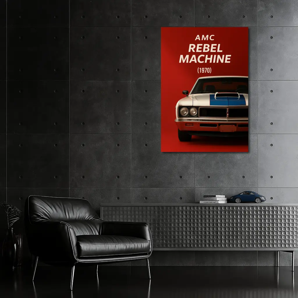 AMC Rebel Machine 1970 Red Background – Wall Art