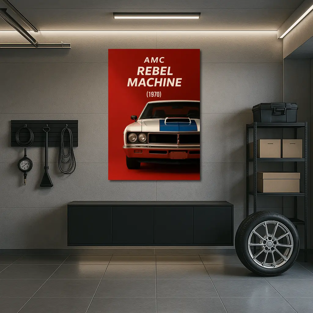 AMC Rebel Machine 1970 Red Background – Wall Art