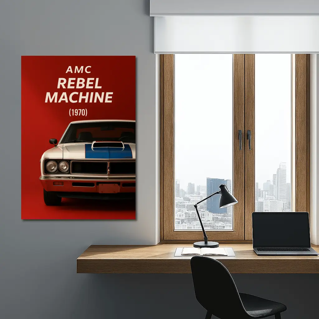 AMC Rebel Machine 1970 Red Background – Wall Art