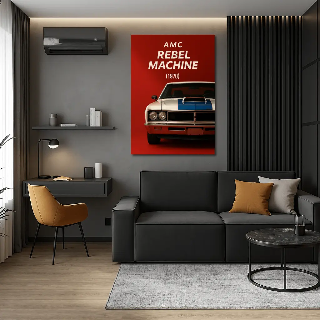 AMC Rebel Machine 1970 Red Background – Wall Art