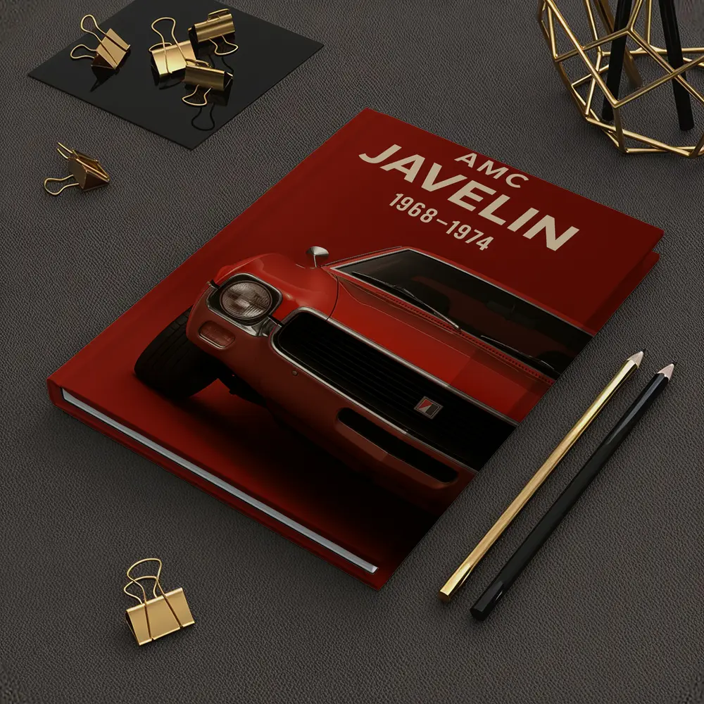 AMC Javelin Muscle Car Red Background Art – Notebooks