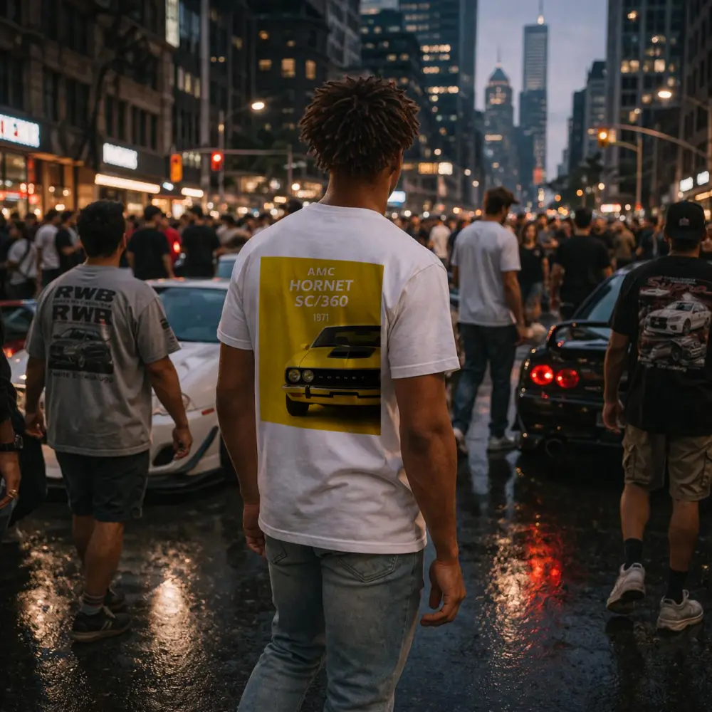 AMC Hornet SC Three Sixty Yellow Background – T-Shirts