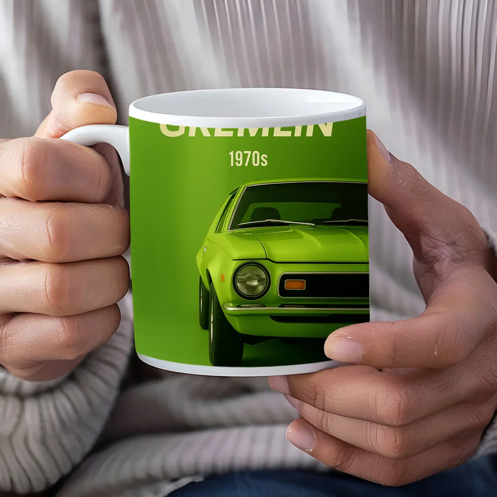 AMC Gremlin Classic Muscle Car Green Background – Mugs