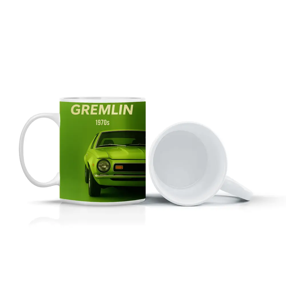 AMC Gremlin Classic Muscle Car Green Background – Mugs