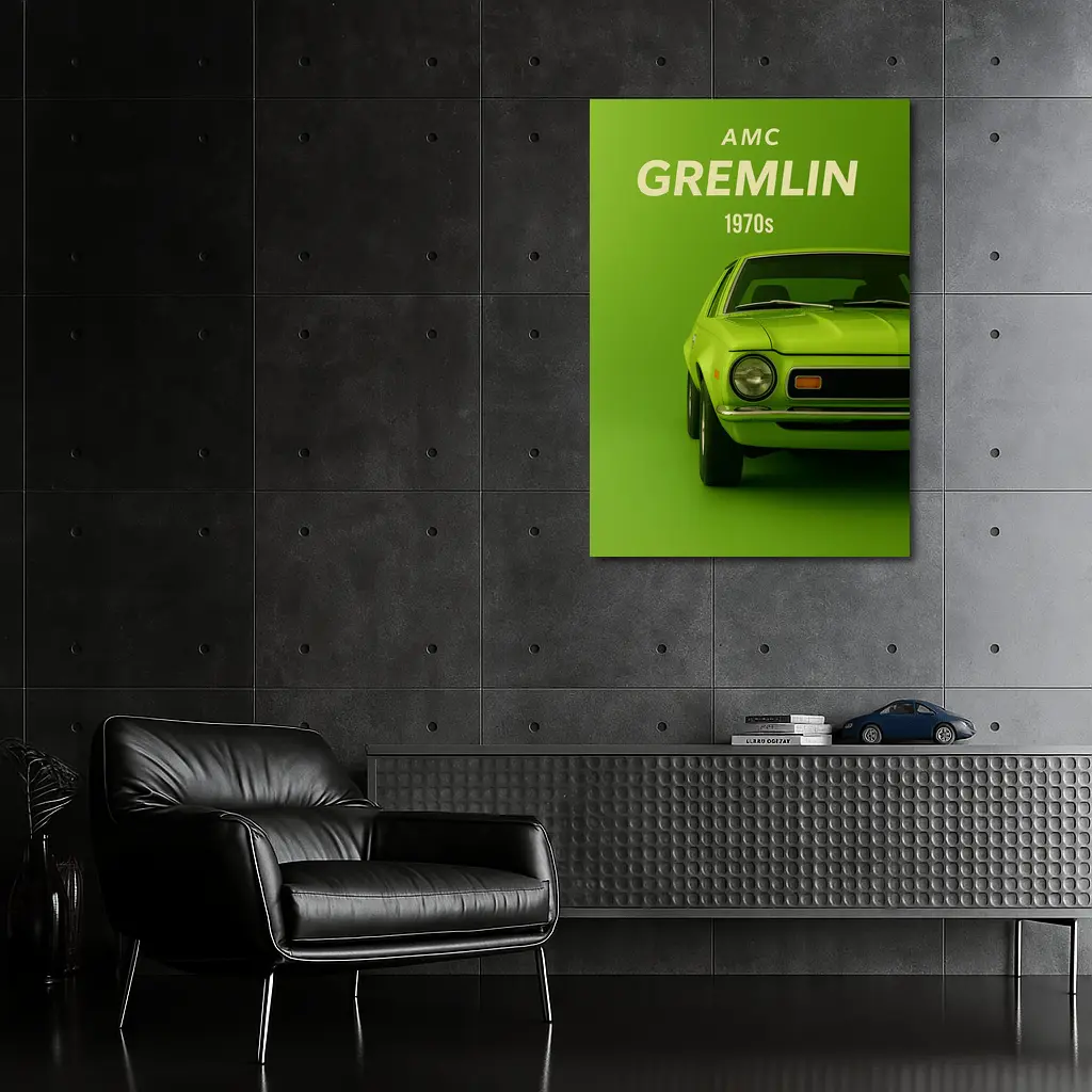 AMC Gremlin Classic Muscle Car Green Background – Wall Art
