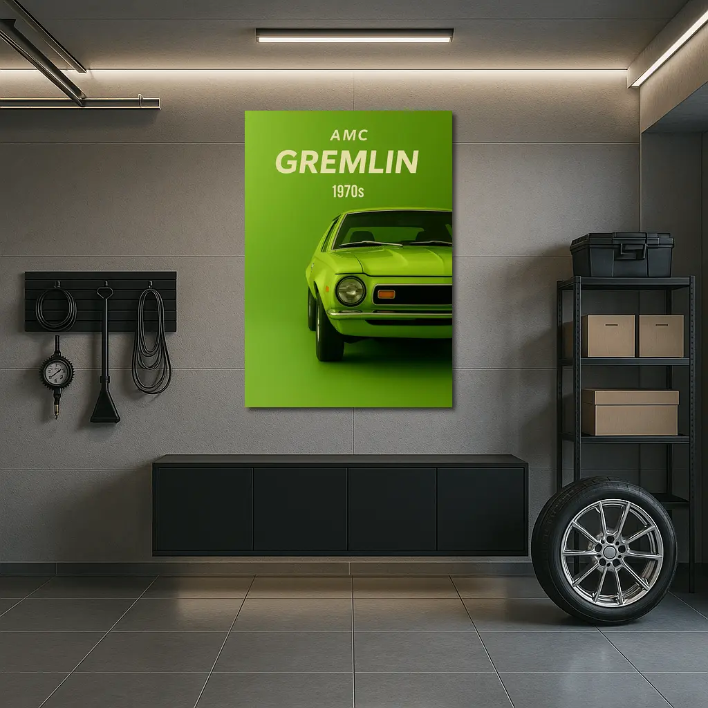 AMC Gremlin Classic Muscle Car Green Background – Wall Art