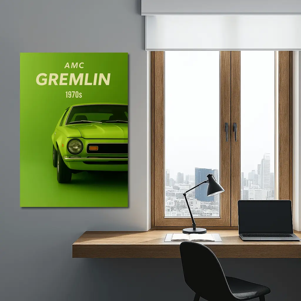 AMC Gremlin Classic Muscle Car Green Background – Wall Art