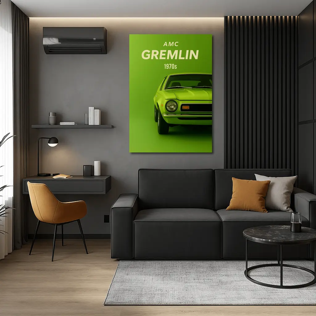 AMC Gremlin Classic Muscle Car Green Background – Wall Art