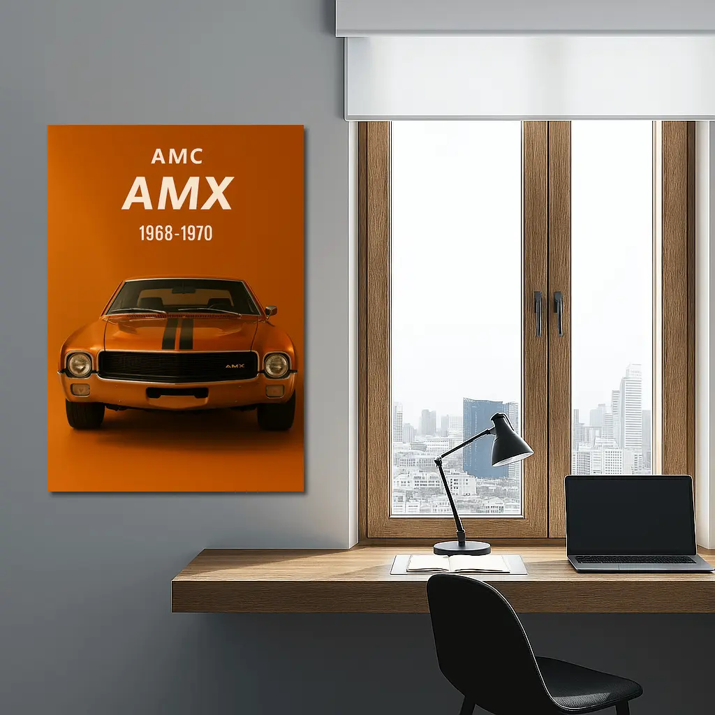 AMC AMX Muscle Car Orange Background – Wall Art