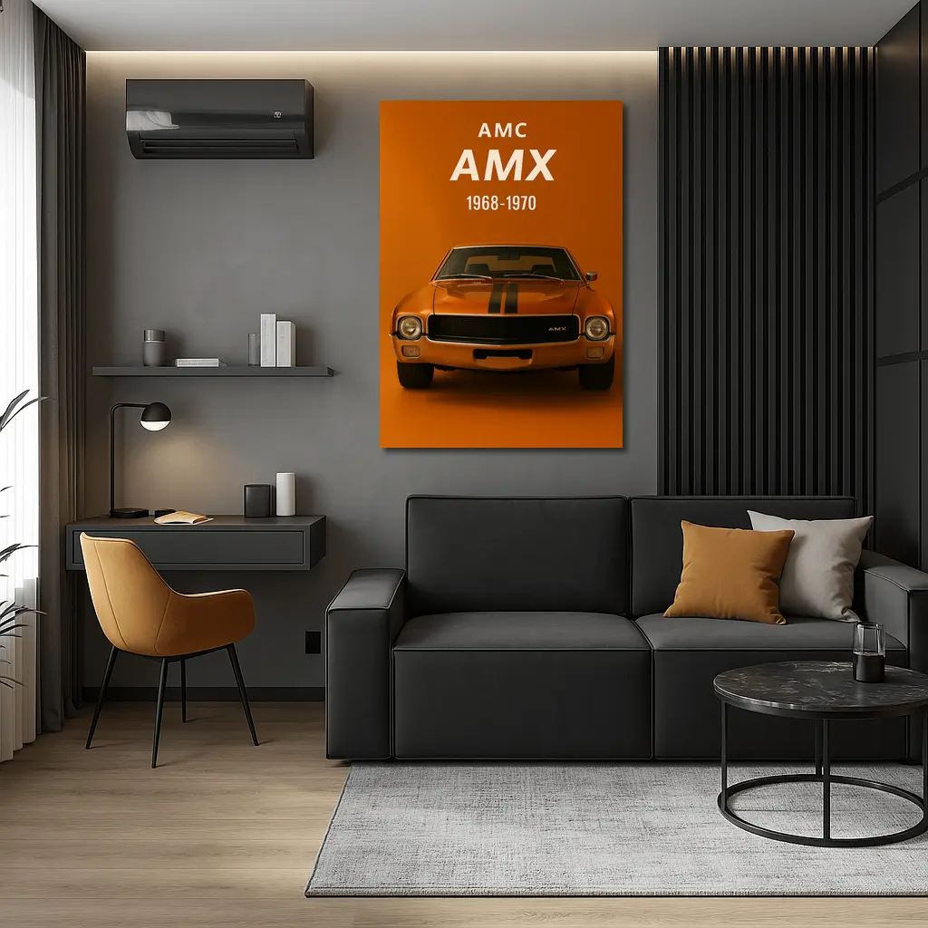 AMC AMX Muscle Car Orange Background – Wall Art