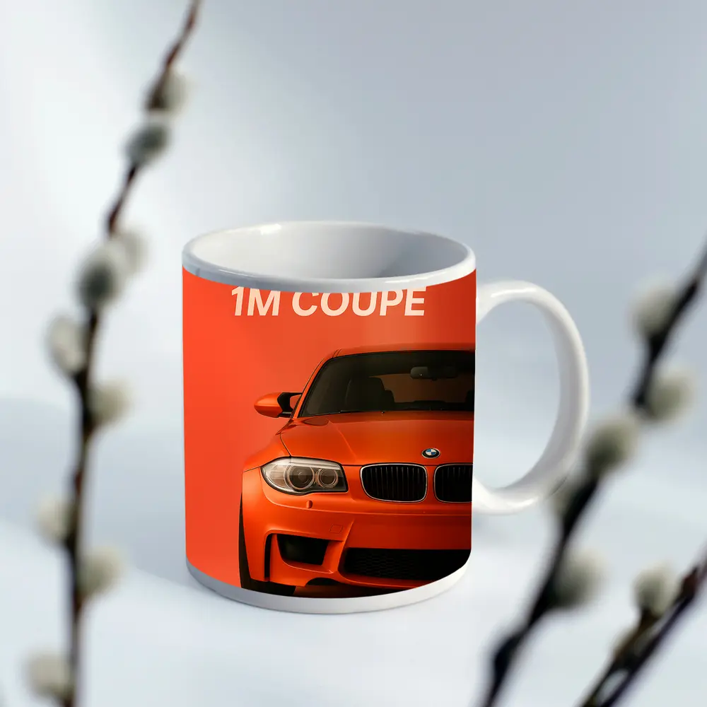 BMW 1M Coupe Orange Minimal Car Art – Mugs
