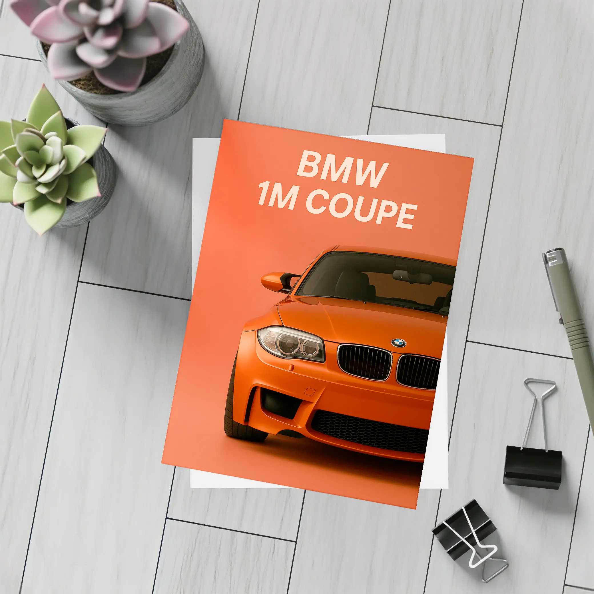 BMW 1M Coupe Orange Minimal Car Art – Postcards