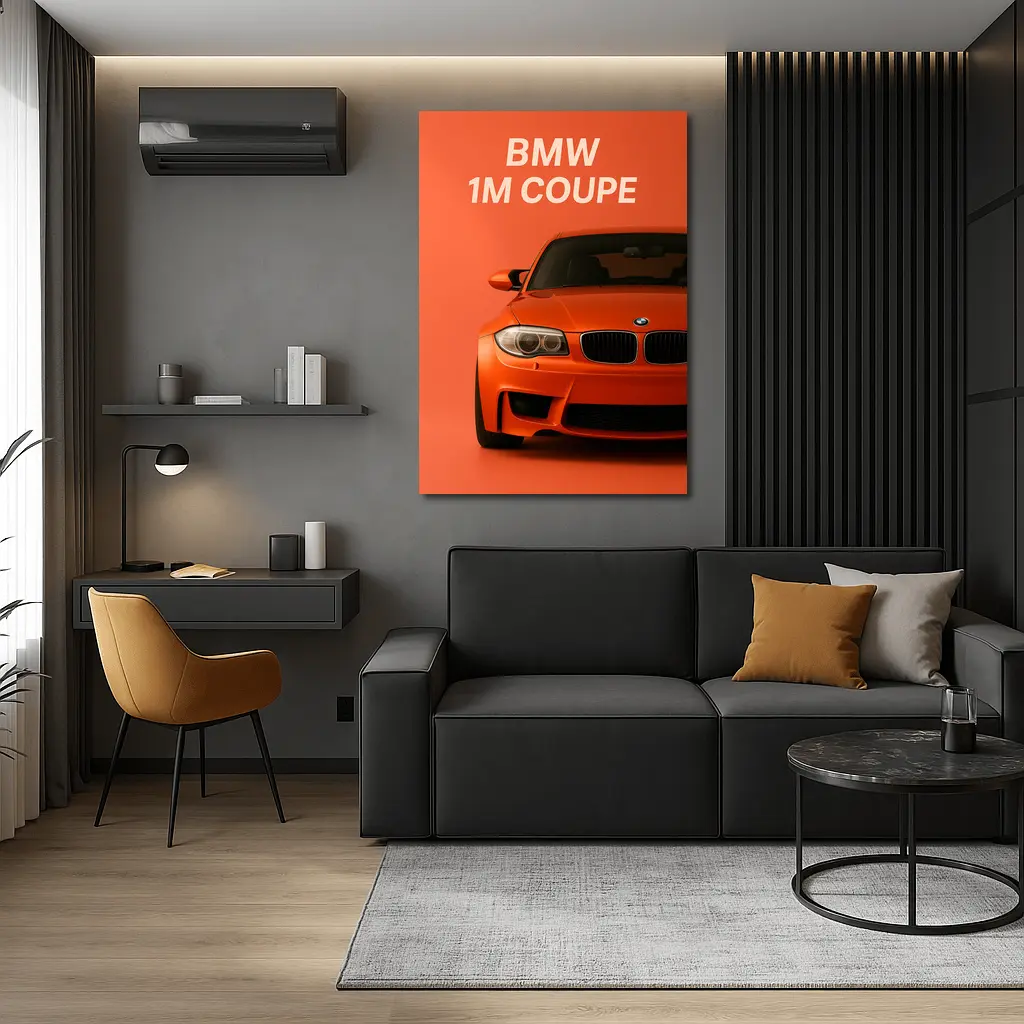 BMW 1M Coupe Orange Minimal Car Art – Wall Art