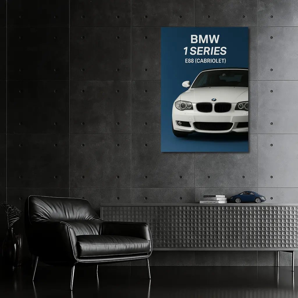 BMW One Series E88 Cabriolet Blue Background – Wall Art