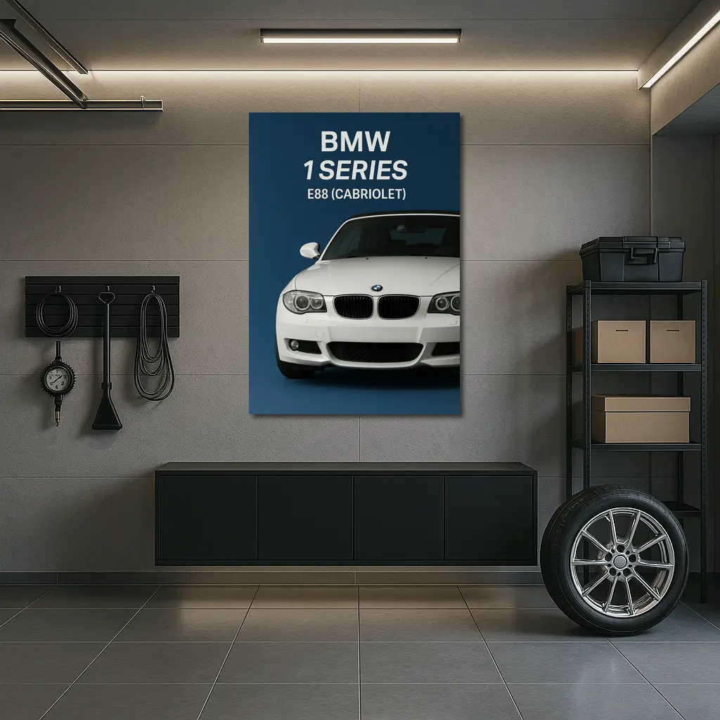 BMW One Series E88 Cabriolet Blue Background – Wall Art