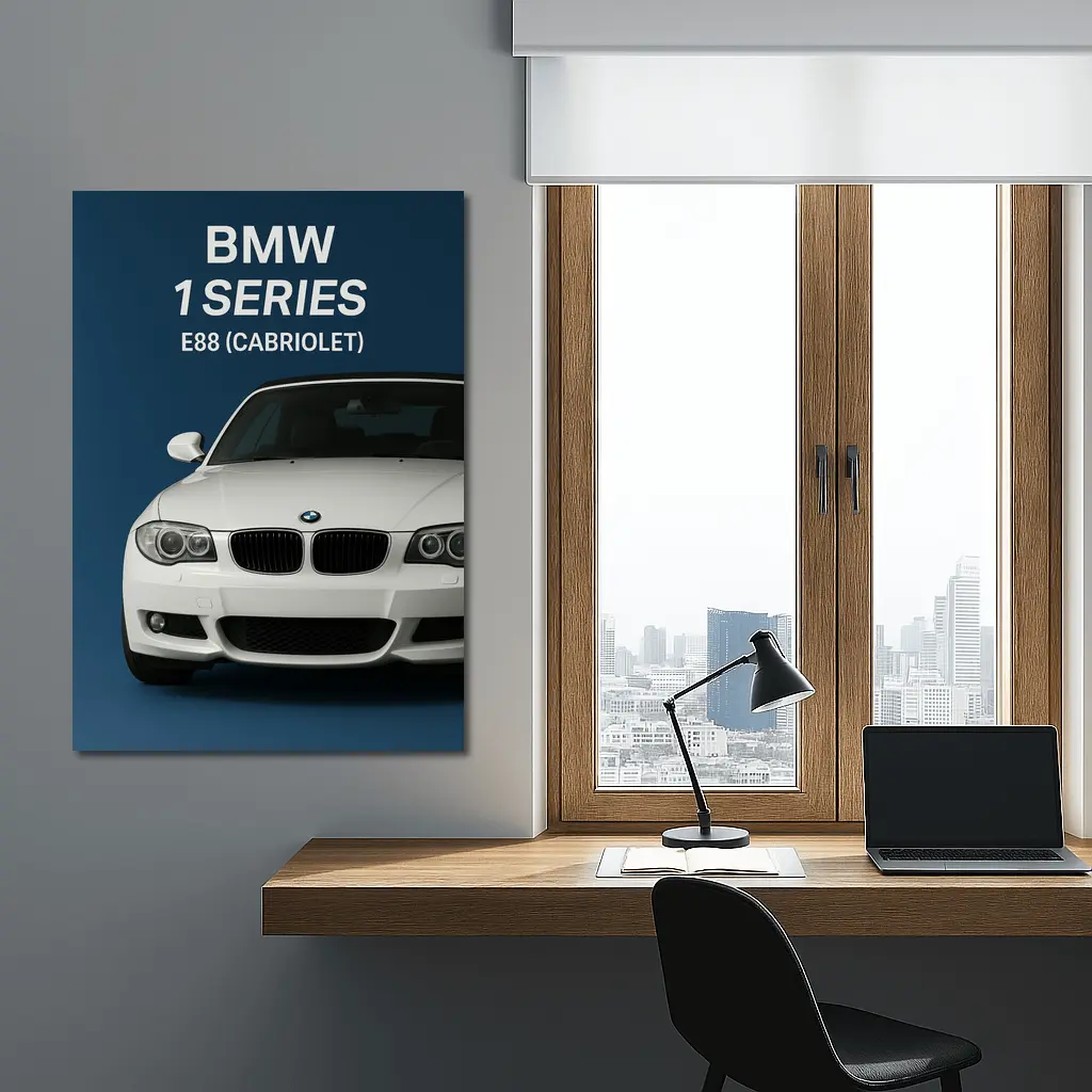 BMW One Series E88 Cabriolet Blue Background – Wall Art