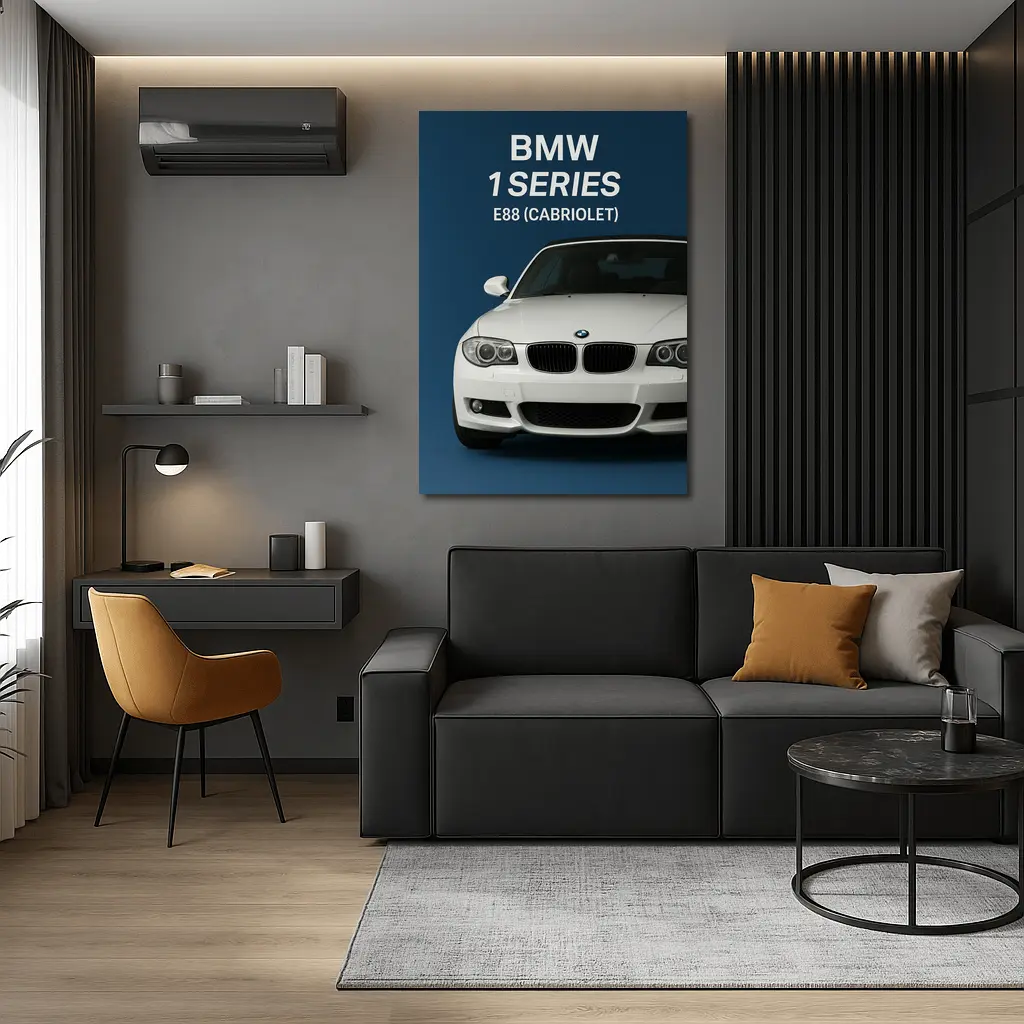 BMW One Series E88 Cabriolet Blue Background – Wall Art