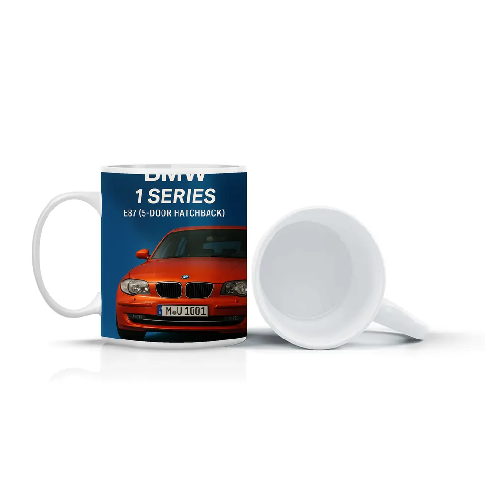 BMW One Series E87 Hatchback Blue Background – Mugs