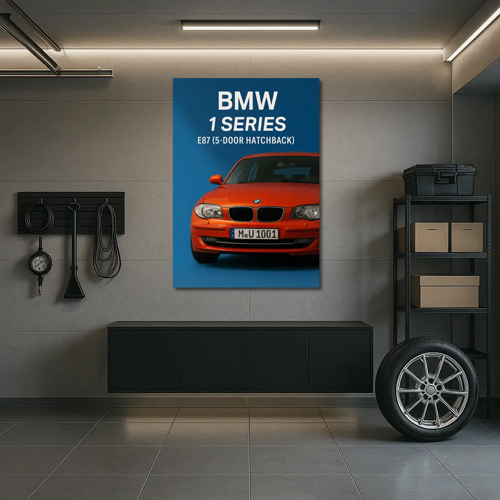 BMW One Series E87 Hatchback Blue Background – Wall Art