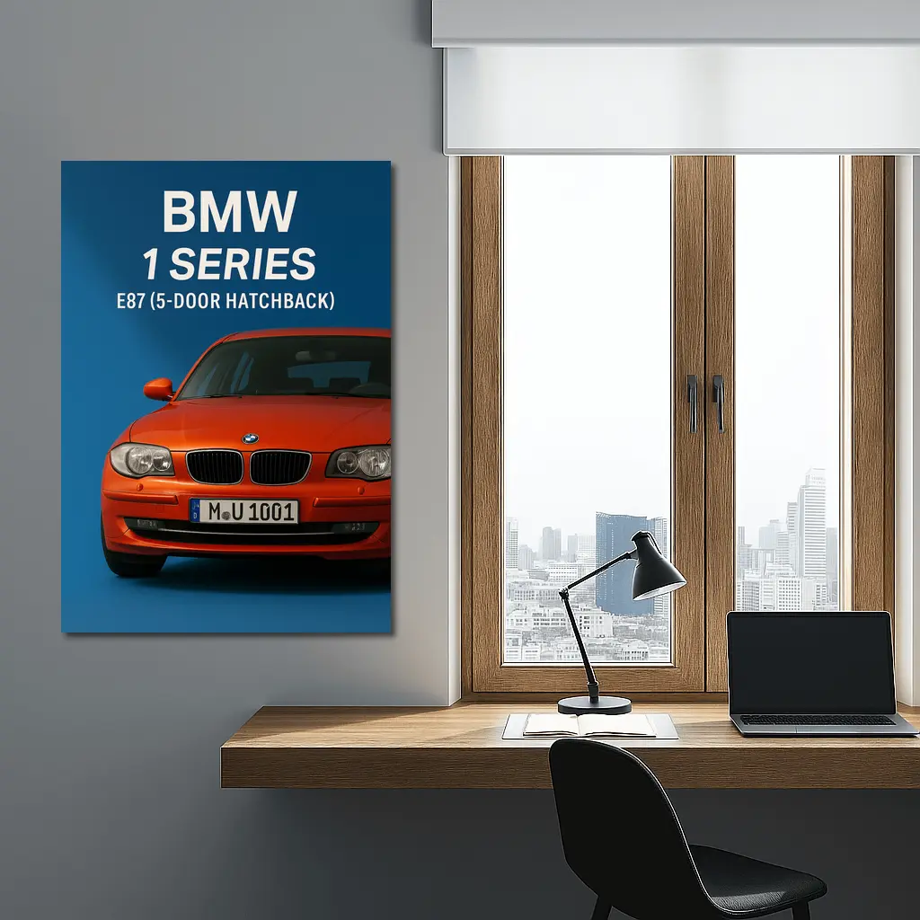 BMW One Series E87 Hatchback Blue Background – Wall Art