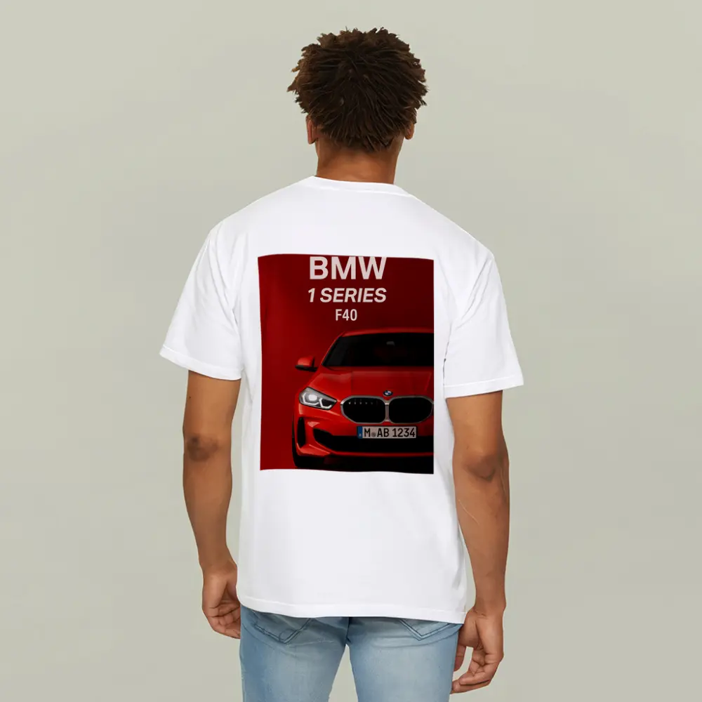 BMW 1 Series F40 Red Background Art – T-Shirts