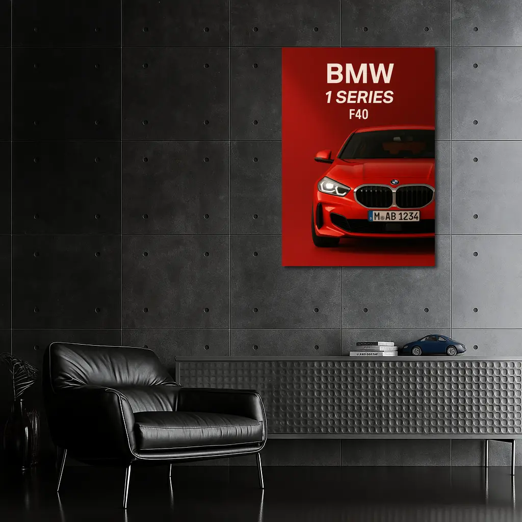 BMW 1 Series F40 Red Background Art – Wall Art