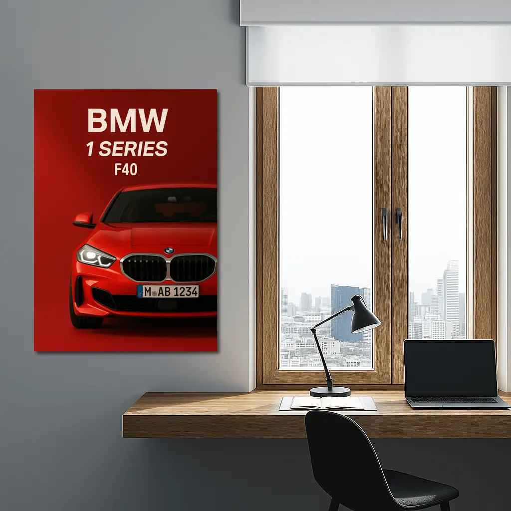 BMW 1 Series F40 Red Background Art – Wall Art