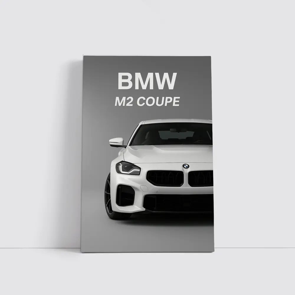 BMW M2 Coupe White Front View Gray – Wall Art