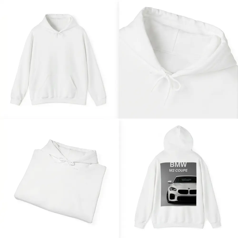 BMW M2 Coupe White Front View Gray – Hoodies
