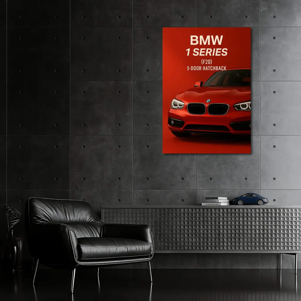 BMW One Series F20 Hatchback Red Background – Wall Art