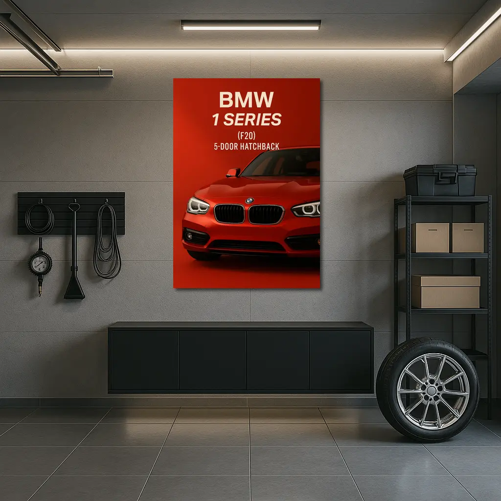 BMW One Series F20 Hatchback Red Background – Wall Art