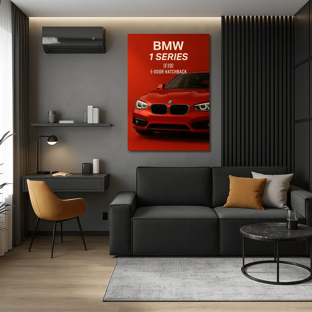 BMW One Series F20 Hatchback Red Background – Wall Art