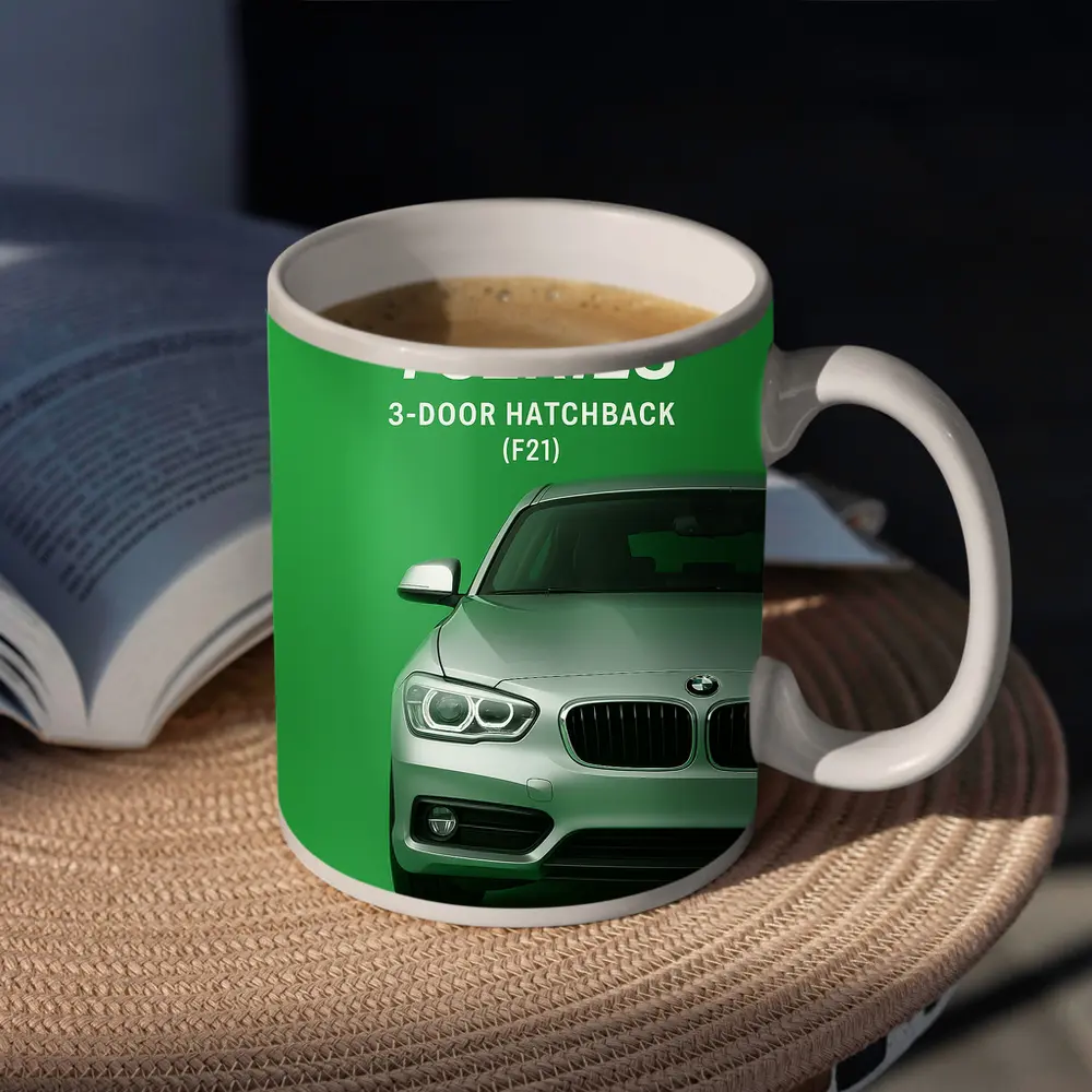 BMW One Series Hatchback Green Background Art – Mugs
